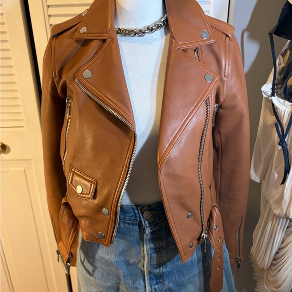 LTH Women's Brown Leather Moto Jacket - Picture 8 of 12